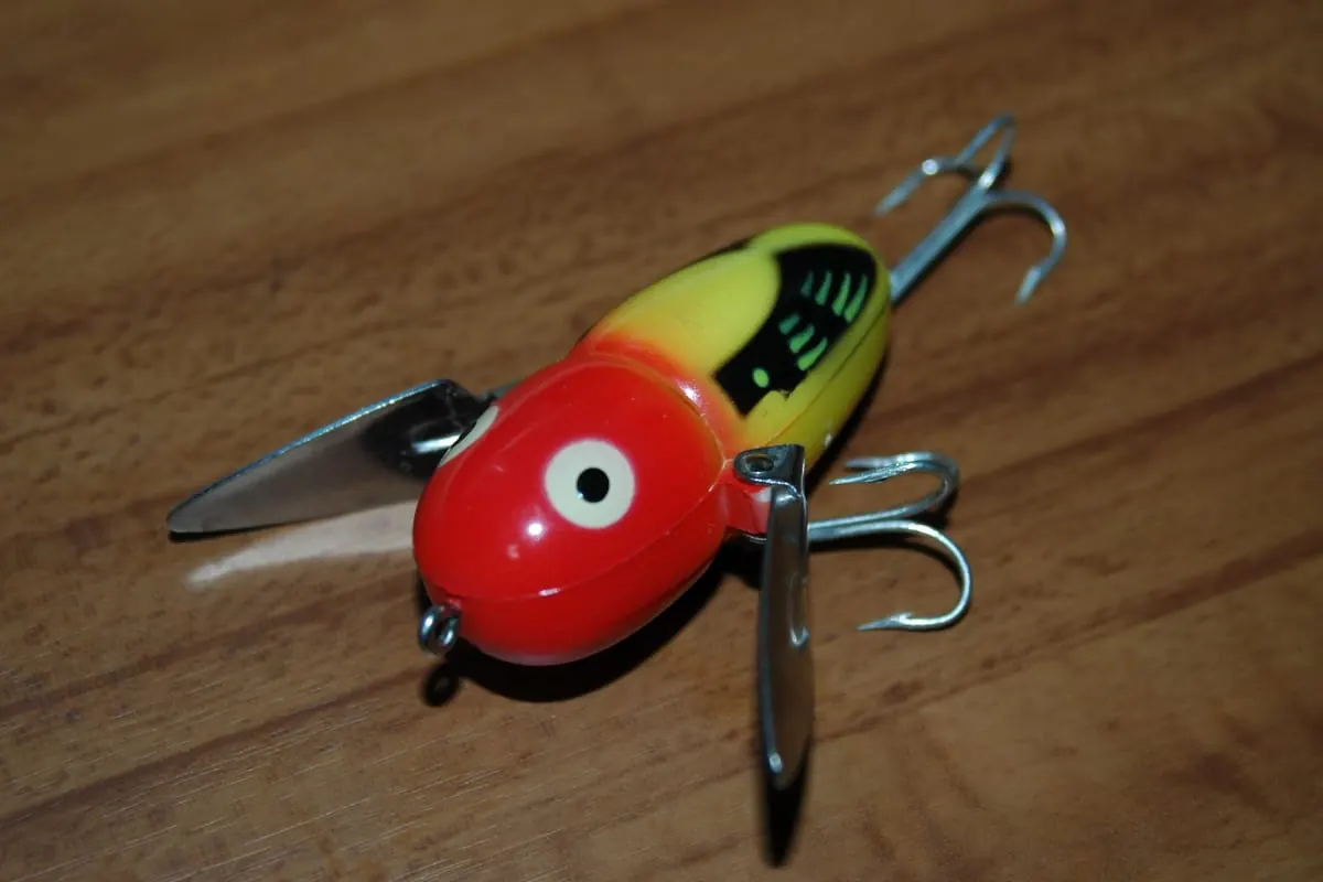 Heddon Crazy Crawler with its two metal side wings open